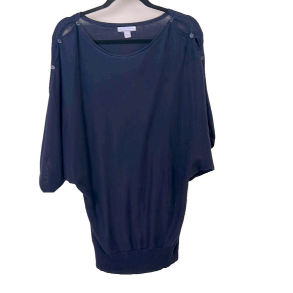 New York & Company Sweaters - New York & Co Dolman Sweater Navy Blue Button Shoulder Sleeve Size M Fall Winter